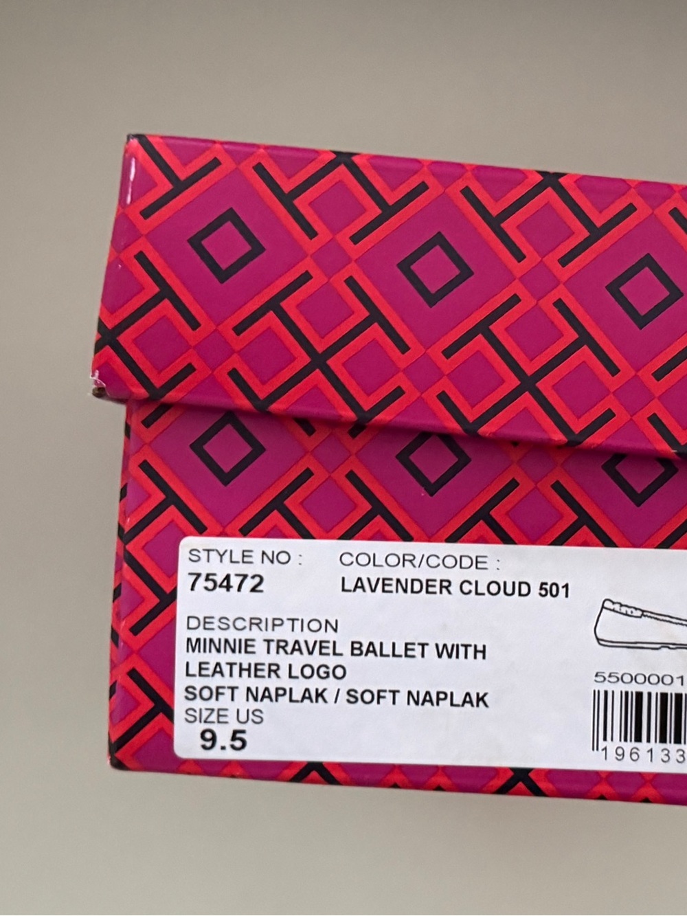 NIB Tory Burch Minnie Travel Ballet Flats Lavender Cloud Patent Leather Size 9.5 - Picture 10 of 10